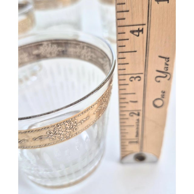 1960s Vintage Mid Century Modern Glasses Low Ball Old Fashioned Set Textured Gold Barware For Sale - Image 5 of 9