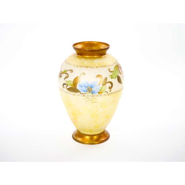 Mid-Century Modern Italian Venetian Art Glass Gilt & Painted Tableware Vase For Sale - Image 12 of 12