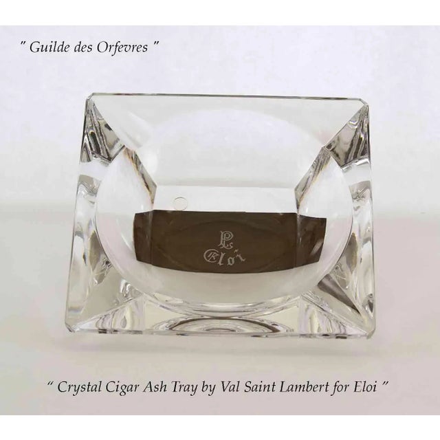 Ref. # Eloi 1963 Description : Eloi Wonderful Crystal Cigar Ash Tray by Val Saint Lambert Pattern : Eloi Size : Crystal 9...