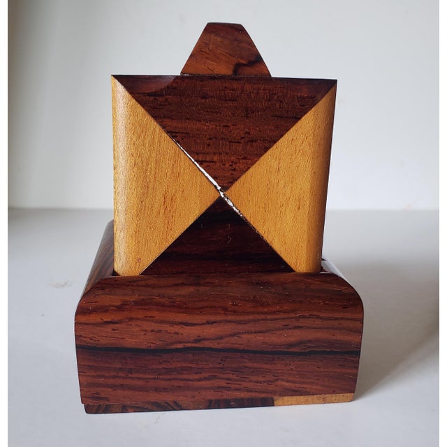 Mid-Century Cocobolo Inlaid Wood Jewelry Box | Vintage Artisan Accent For Sale - Image 4 of 8