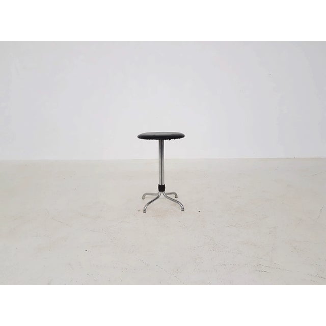 Metal Stool with Black Vinyl Upholstery from Brabantia, 1960s For Sale - Image 6 of 6