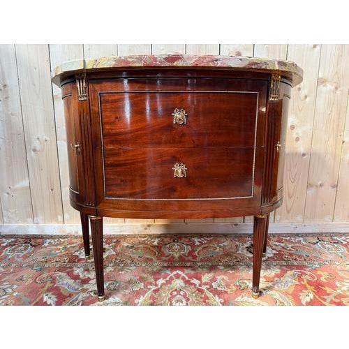Louis XVI Style Mahogany Half-Moon Commode For Sale - Image 11 of 11