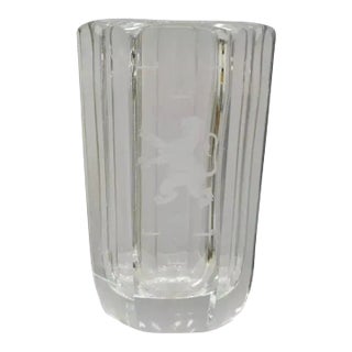 Vintage Kosta Boda Elis Bergh Etched Rampant Lion Crystal Glass Vase For Sale