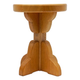 Mid-Century Modern Handmade Beech Stool, France, 1960s For Sale