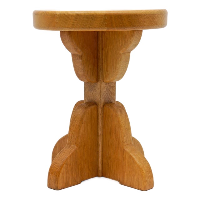 Mid-Century Modern Handmade Beech Stool, France, 1960s For Sale