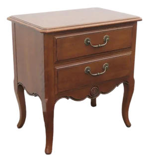 Ethan Allen French Distressed Nightstand End Side Table 6429