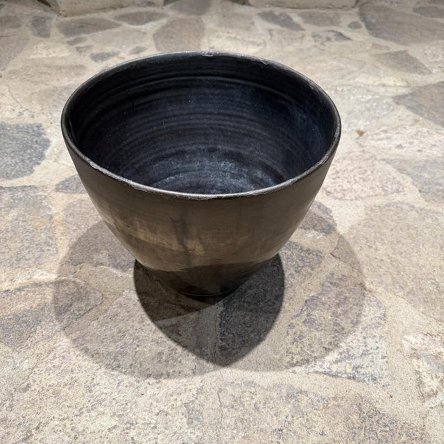 Ceramic 1960s Black Pottery Metallic Planter Style Fantoni For Sale - Image 7 of 12