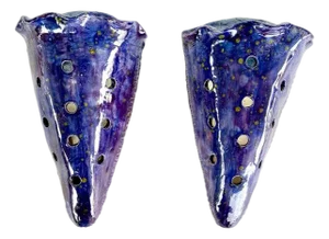Purple Glazed Ceramic Wall Pockets by Miami Artist Rexx Fischer