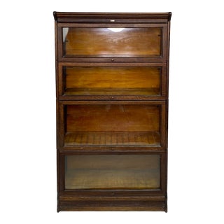 Antique Arts & Crafts Mission Oak Four Stack Lundstrom Barrister Bookcase For Sale