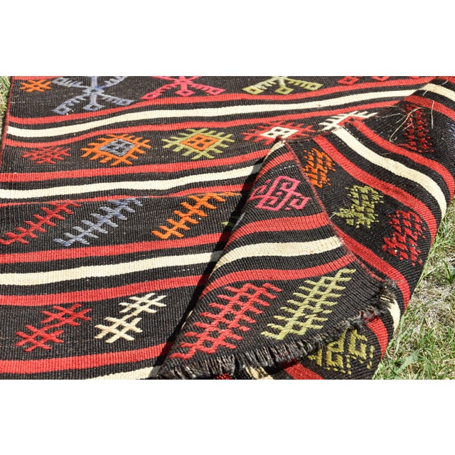 1980s Rustic Red Cecim Kilim Runner For Sale - Image 9 of 12