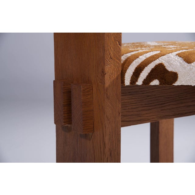 Vintage Brutalist Oak Dining Chairs, 1970s, Set of 8 For Sale - Image 4 of 7