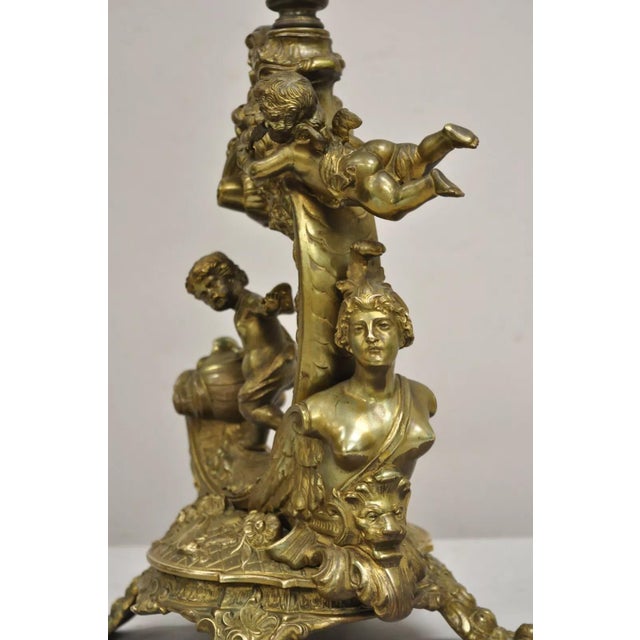 Gold Antique French Louis XV Renaissance Style Figural Bronze Cherub Putti Table Lamp For Sale - Image 8 of 12