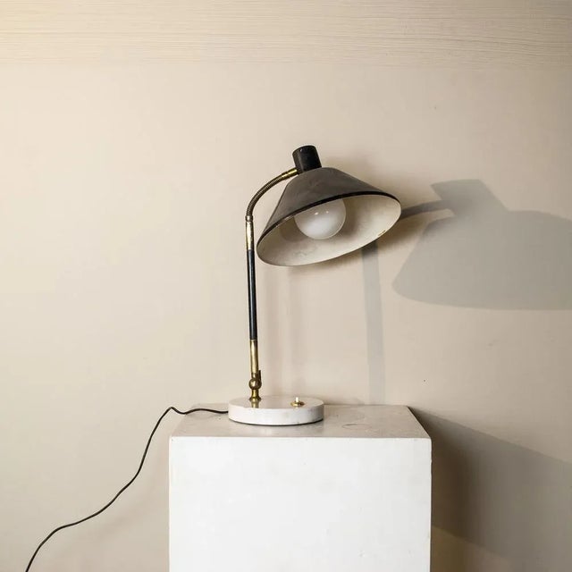 1950s Circular Marble Base Lamp Lighting in Metal from Stilux Milano, 1950s For Sale - Image 5 of 12