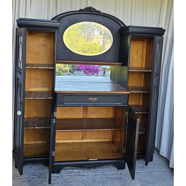 Black Art Nouveau Style Server Buffet/ Coffee Station/ Bar Station, Circa 1920's For Sale - Image 8 of 18
