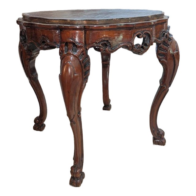Antique Rococo Revival Parlor Table With Removable Tray Top For Sale
