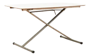 Frego-X Table in Galvanized Metal with Boat-Shaped Tabletop in White Speckled Resin by Fridolin Egger, 1954