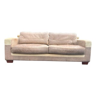 Vintage Two-Tone Leather Sofa For Sale