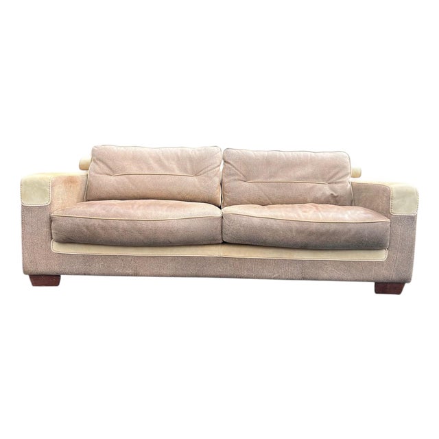 Vintage Two-Tone Leather Sofa For Sale