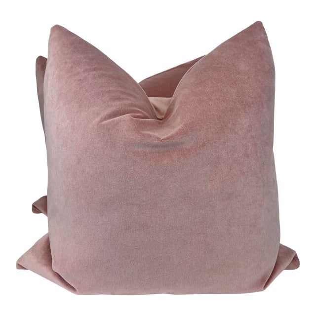 Velvet in Pink Slipper 22” Pillows- a Pair For Sale