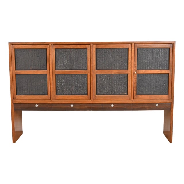 Edward Wormley for Dunbar Walnut and Rosewood Cabinet With Chinese Printing Blocks, 1950s For Sale