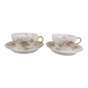 Early 1900s Theodore Haviland Tea Cups & Saucers- 4 Pieces