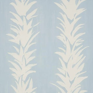 Schumacher x Backdrop White Lotus Wallpaper in Soft Blue For Sale