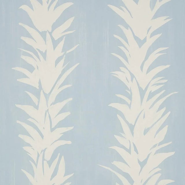 Schumacher x Backdrop White Lotus Wallpaper in Soft Blue For Sale
