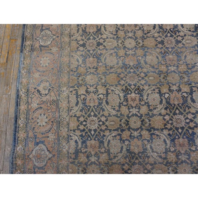 Navy Blue 1920s Blue Room Size Herati Pattern Antique Moud Khorasan Knotted Wool Area Rug For Sale - Image 8 of 9