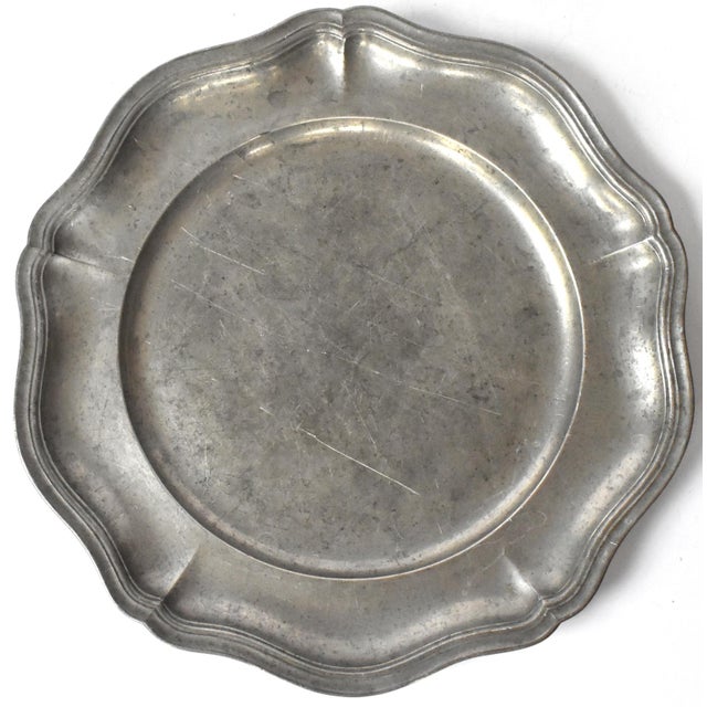 Vintage French Pewter Charger Plate Chairish