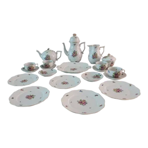 Herend Vilma's Bouquet 23 Piece Tea Coffee Dessert Cake Plates Cups & Saucers Set 1940