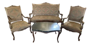 1990s Vintage French Louis XV Style Sofa Set - 4 Pieces