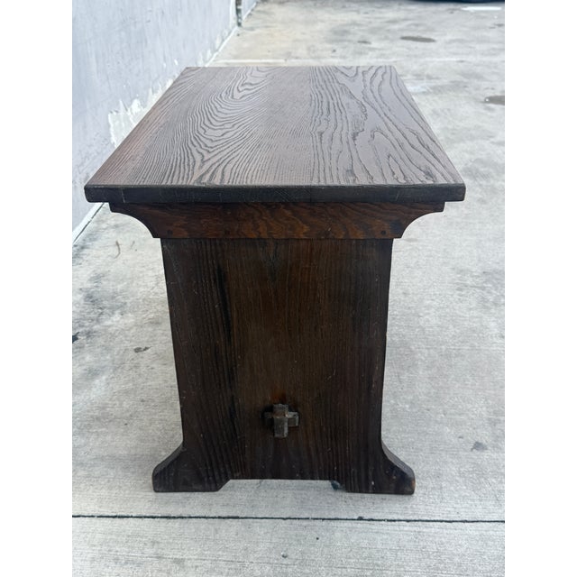L. & J.G. Stickley, Inc. Early L & Jg Stickley Attributed Trestle Tabke Unsigned For Sale - Image 4 of 9