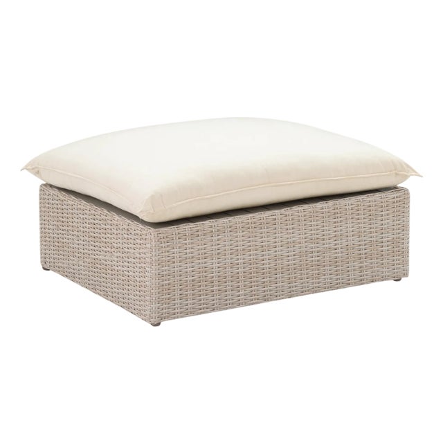 Cali Natural Wicker Outdoor Ottoman For Sale - Image 10 of 10
