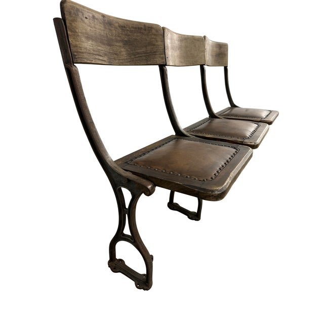 1920s Vintage Art Deco Folding Cinema Chairs with Cast Iron Frames, 1920s, Set of 3 For Sale - Image 5 of 14