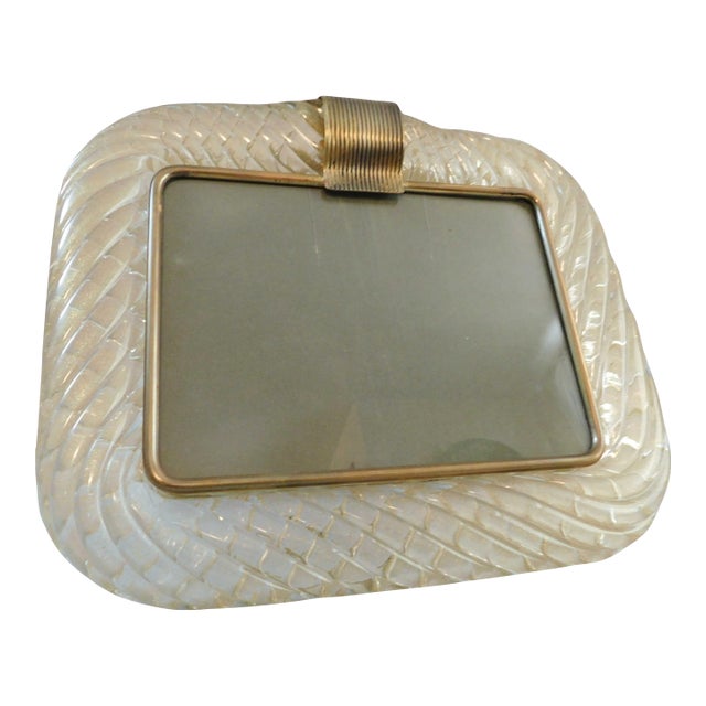 20th Century Clear With Gold Flecks Murano Photo Frame For Sale
