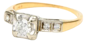 14KW Retro Moderm Box Head Engagement Ring, size 5.25