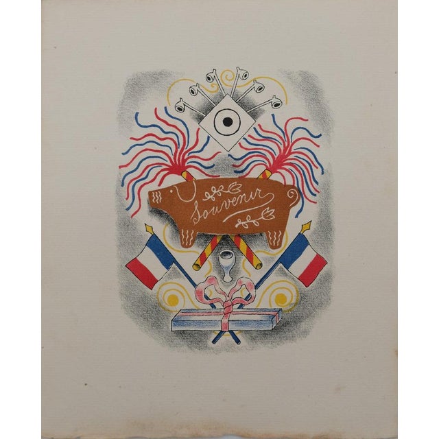 Lucien Boucher, Le cadeau souvenir, Lithograph For Sale - Image 6 of 6