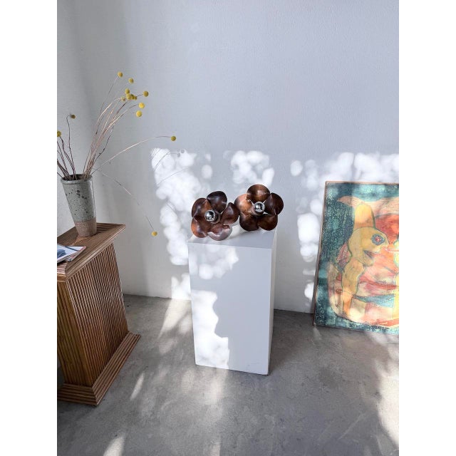 Wooden Flower Wall Sconces, 1970s, Set of 2 For Sale - Image 4 of 18