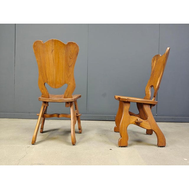 1960s Dutch Rustic Oak Dining Chairs, 1960s, Set of 6 For Sale - Image 5 of 12