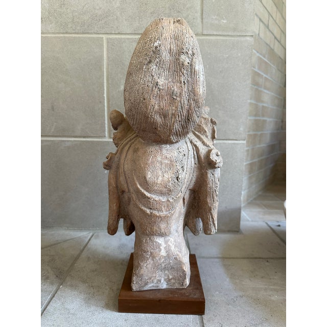 Large Stone Guanyin Buddhist Sculpture For Sale - Image 6 of 9