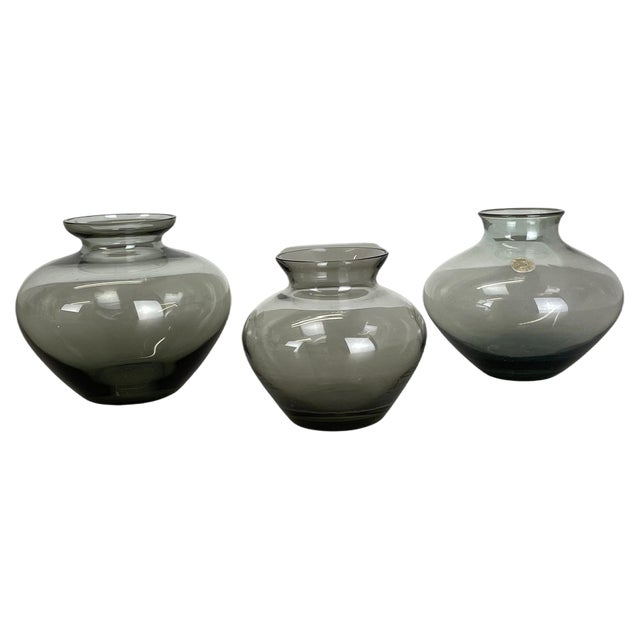 Blue & Green Tone Heart Vases attributed to Wilhelm Wagenfeld for WMF, 1960s, Set of 3 For Sale