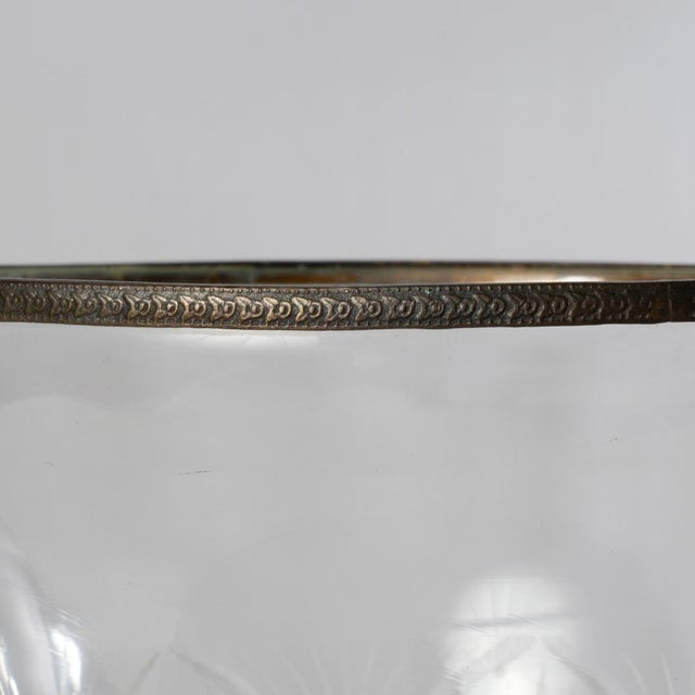 Brass Mid 20th Century Etched Crystal Vase With Brass Trim For Sale - Image 8 of 8
