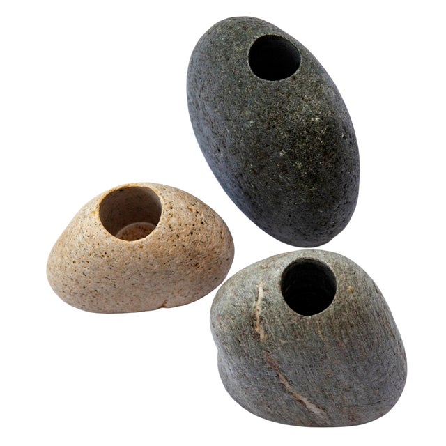 Small Vintage Stone Bud Vases, Set of 3 For Sale - Image 4 of 10