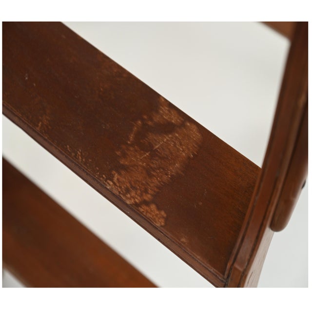 Brown Vintage Italian Folding Wooden Three-Step Library Steps For Sale - Image 8 of 9