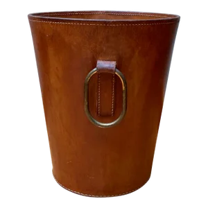 1950s Leather Wastebasket Attributed to Carl Auböck
