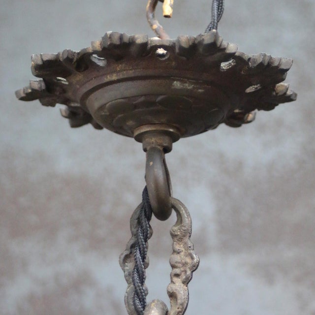 Gold Antique French Copper, Brass and Cut Glass Lantern Pendant Light, 1910s For Sale - Image 8 of 10