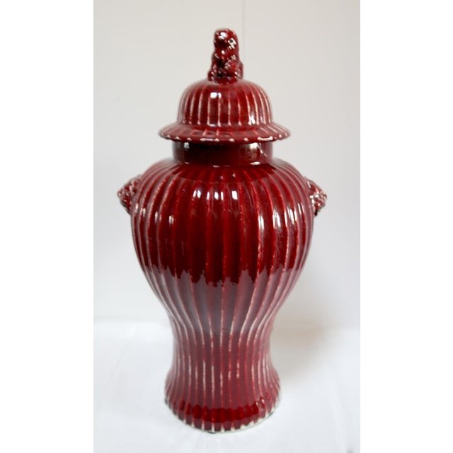 1900s Copper Red Chinese Ginger Jar with Foo Dogs For Sale - Image 4 of 12