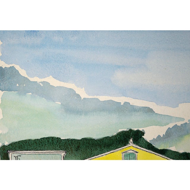 Shops in Aptos Village, California - Mid Century Watercolor by Jon Blanchette For Sale In Monterey, CA - Image 6 of 8