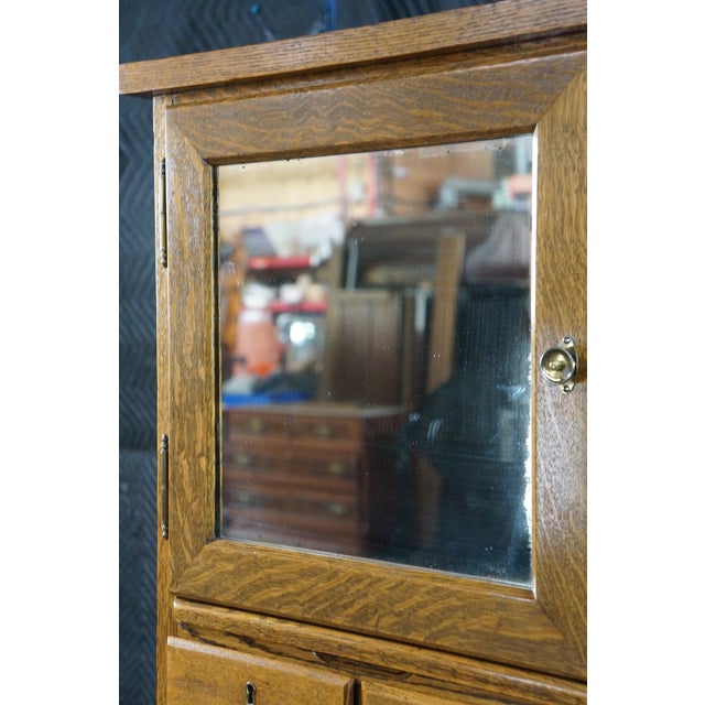 Wood Antique American Empire Style Quartersawn Oak Chifferobe Wardrobe Dresser Closet For Sale - Image 7 of 18