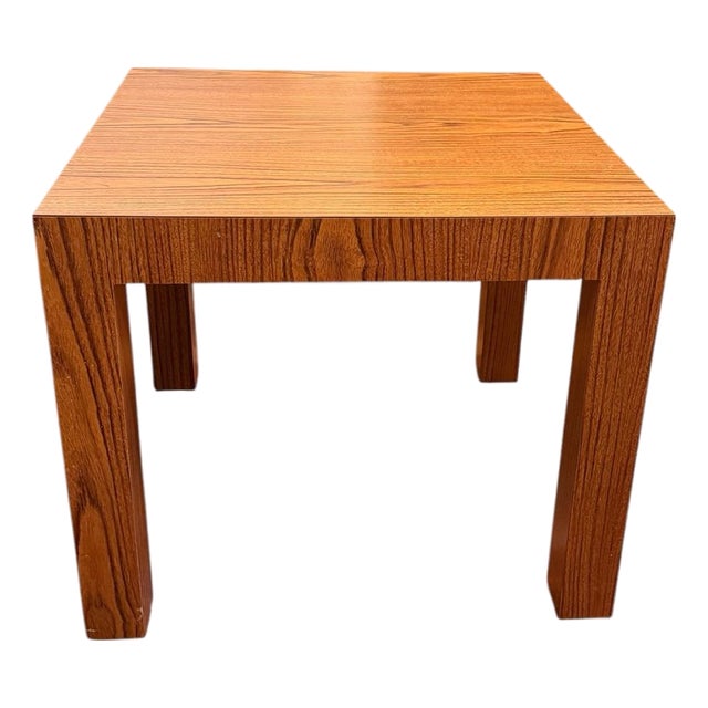 Vintage 1970s Large Boho Wood-Grain Laminate Side/End Table For Sale